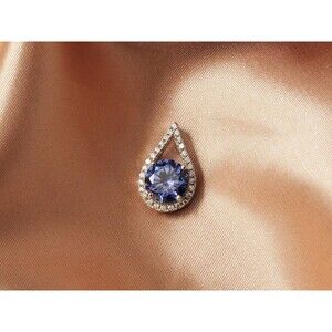 Sapphire Necklace, 925 Sterling Silver, Cubic Zirconia, Gemstones Necklace